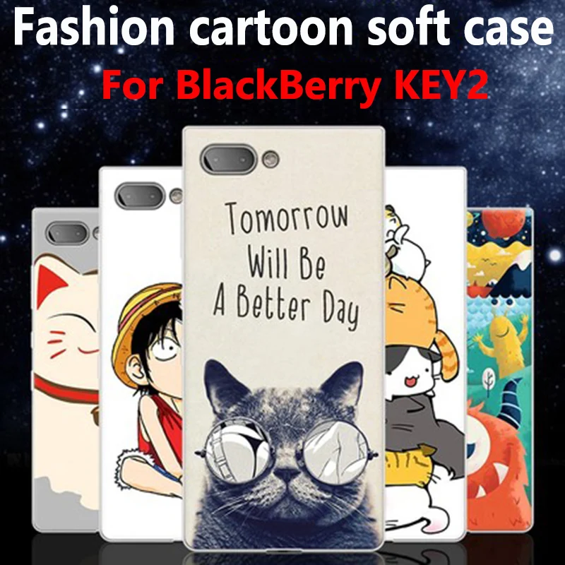 Для BlackBerry KEY2 чехол яркие цвета милые Мультяшные разрисованные мягкие оболочки для BlackBerry KEY 2 Чехол черный Berry KEY2 задняя крышка чехол