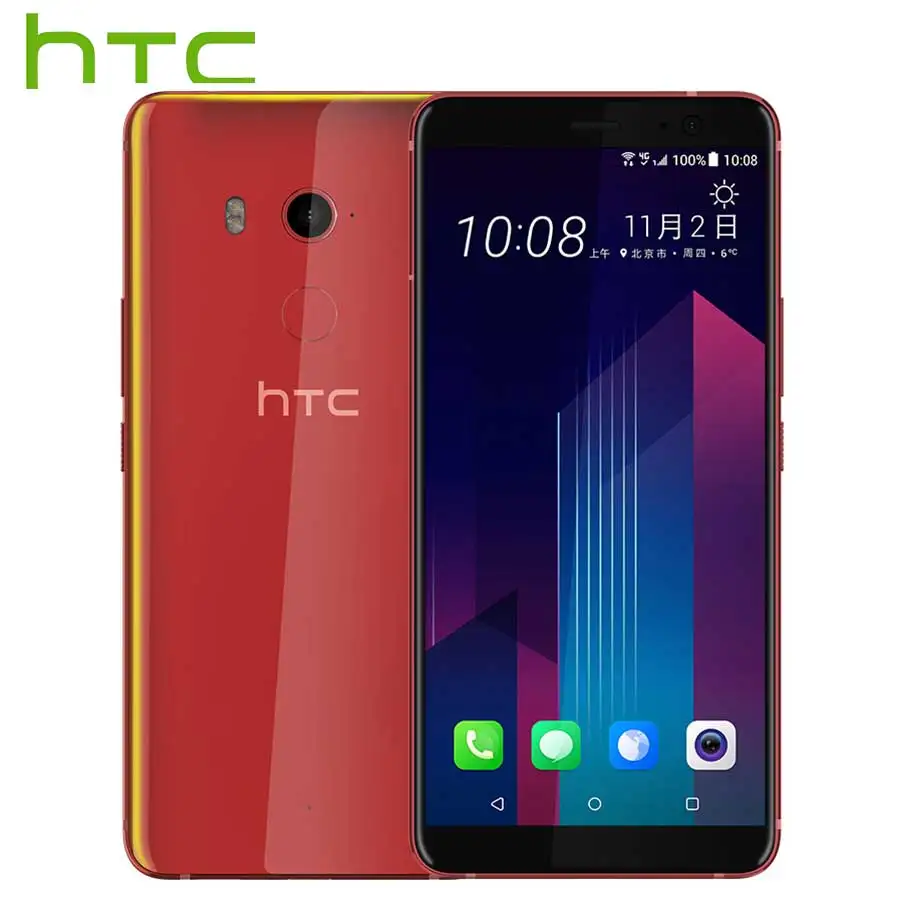 Мобильный телефон htc U11 Plus 6 ГБ 128 ГБ Восьмиядерный процессор Snapdragon 835 6,0 дюймов Android 8,0 IP68 водонепроницаемый пылезащитный телефонный - Цвет: Solar Red