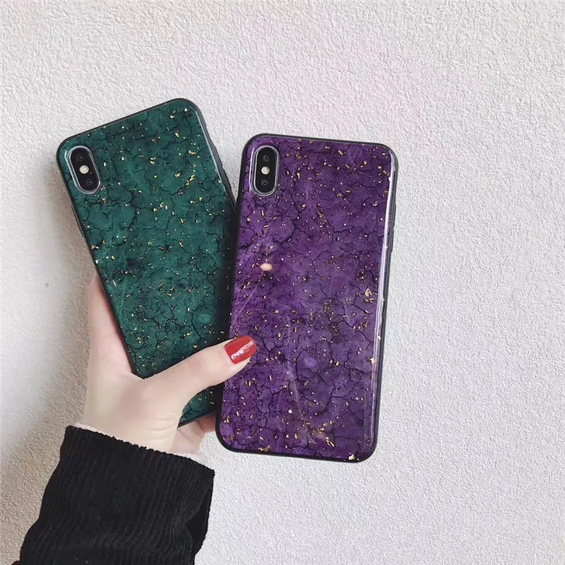 

Purple Gold Foil Marble For Iphone 6 6S 7 8plus X Xs Xr Max Crack Epoxy Soft Shell Phone Case