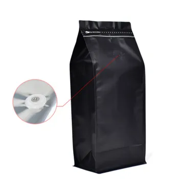 

100pcs Black 1kg coffee food candy gift powder zipper seal sealing stand up packaging bag with air valve aluminum foil package