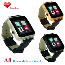 2016 New Bluetooth Smart watch A8 With Heart Rates Monitor Camera GPRS Pedometer Genuine leather band Smartwatch for Android IOS
