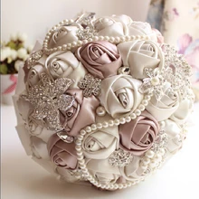 Новинка Кристалл бисером великолепный свадебный букет из роз невесты Искусственные цветы жемчуг Сапфир слоновой кости свадебный букет
