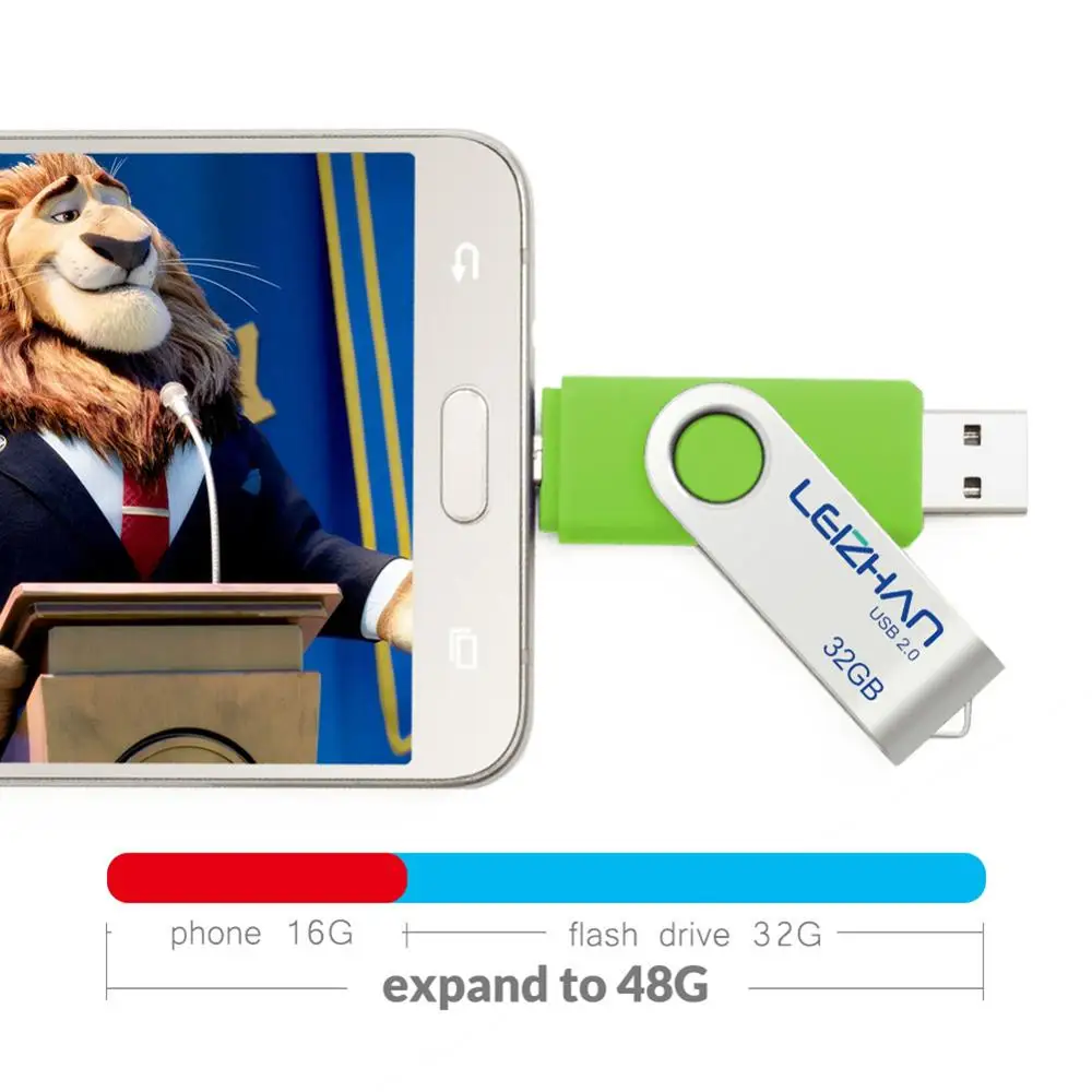 Leizhan OTG USB флэш накопитель android микронакопитель 128 Гб 64 ГБ 32 16 8 4 карта памяти флеш