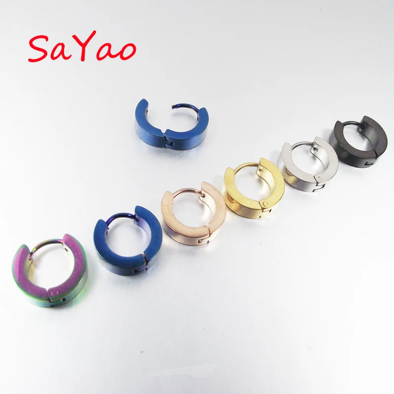 Sayao 12 штук оптом Нержавеющая сталь серьги-гвоздики Для мужчин подарок для мальчиков и девочек серьги в стиле панк расширитель для пирсинга ювелирные изделия