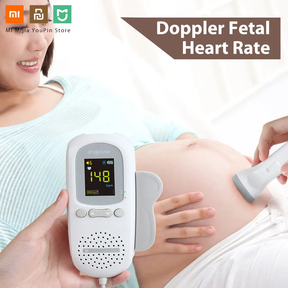 

Xiaomi Mijia Andon Portable Home Ultrasonic Heart Rate Fetal Detector Radiationless Monitor Tester Tool Baby Heart Rate for Home