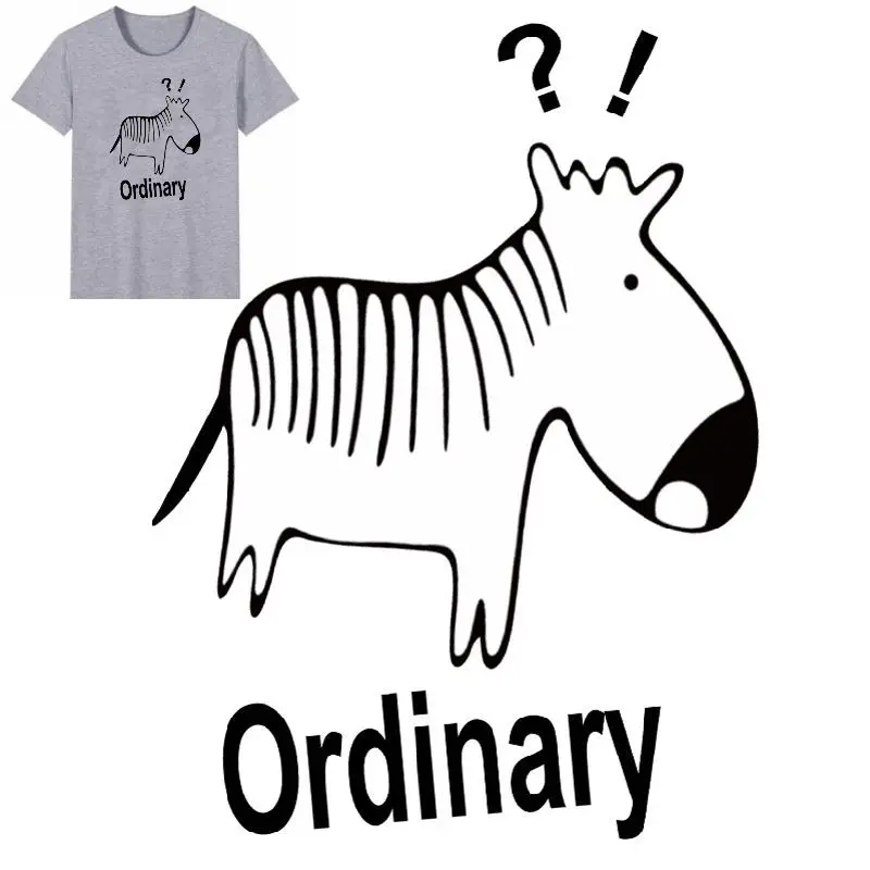 

23x17cm Fashion Cartoon zebra Iron On Stickers Washable Appliques A-level Patches Heat Transfer For DIY Accessory Clothing