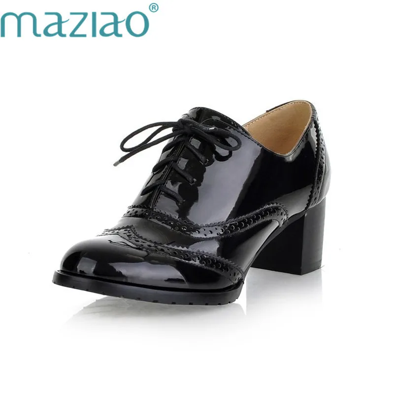 

MAZIAO High Heel Shoes Woman Ladies Oxfords Shoes Women Spring Women Pumps Shoes Soft PU Leather Women High Heels Casual Shoes