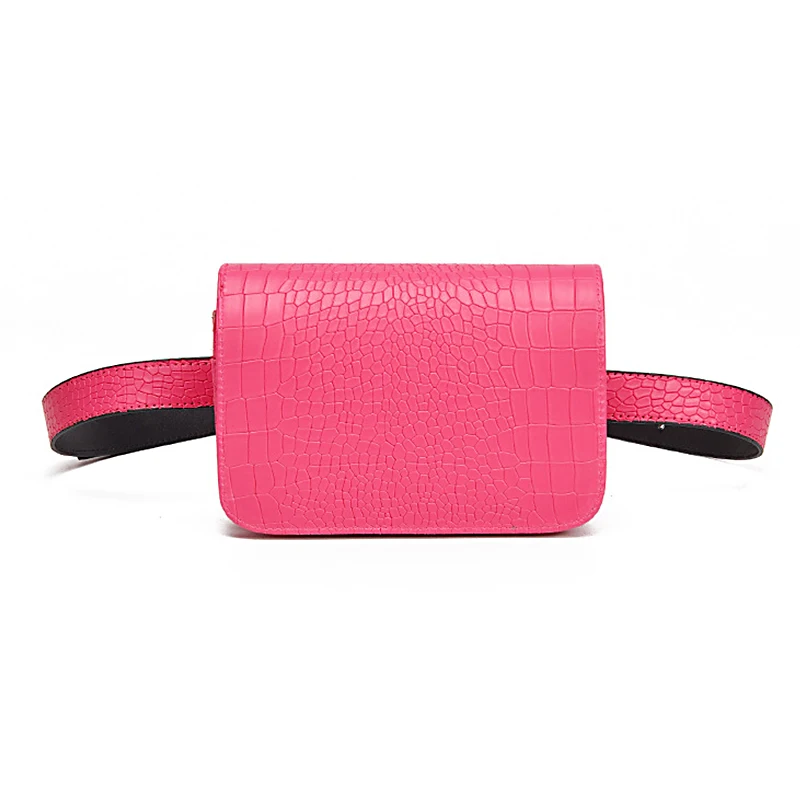 Аллигатор шаблон сумки на пояс для женщин кожа PU Регулируемая сумочка на ремне поясная упаковка бумажник чехол для телефона дамы продавца Сумки для работы - Цвет: Ярко-розовый
