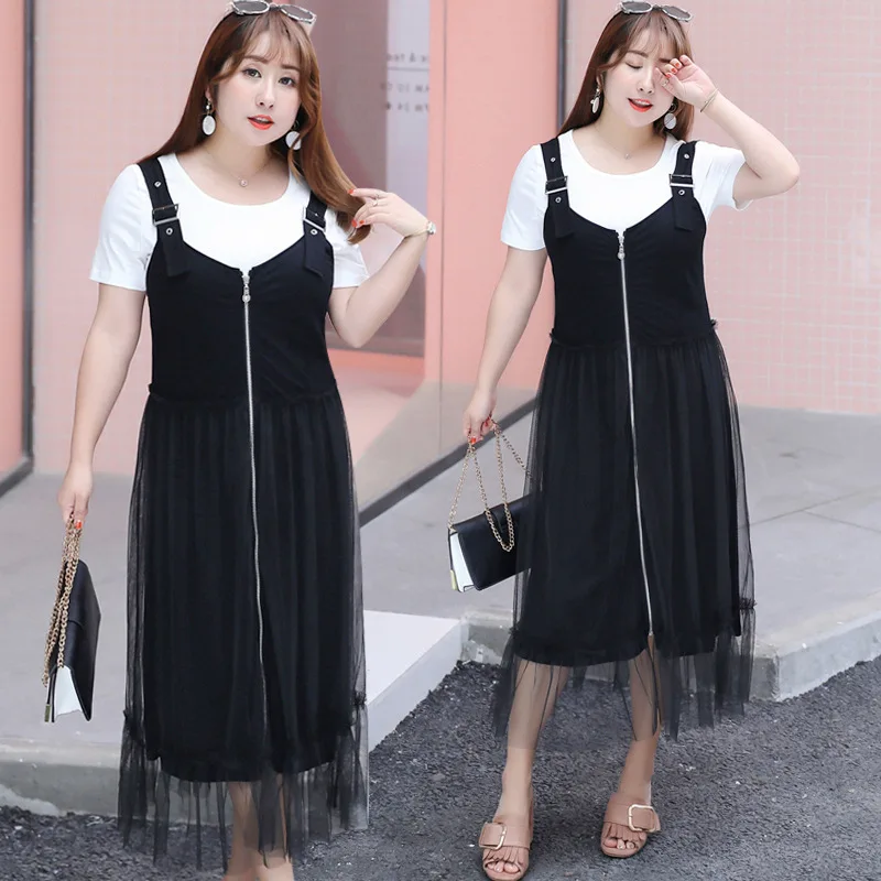 black strap dress with white t shirt