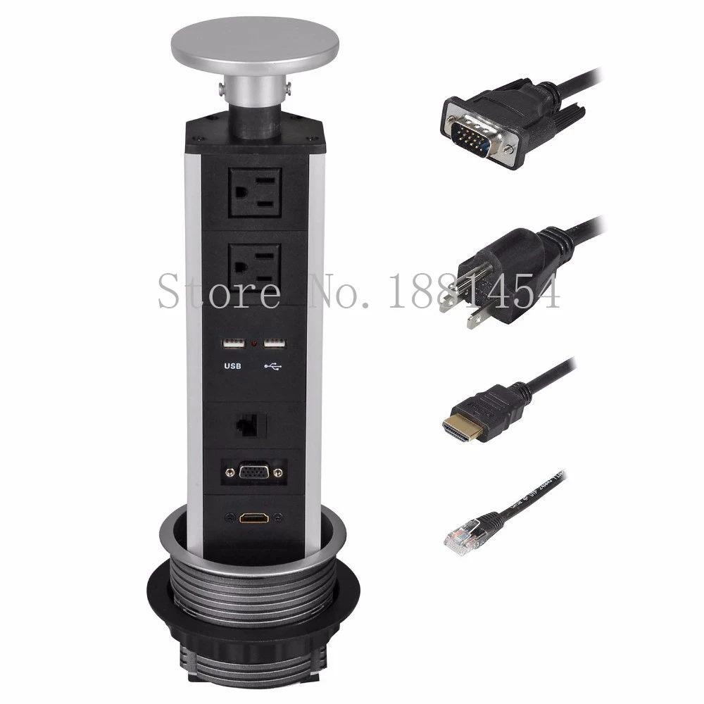Pulling Pop Up Power Socket Power Strips Outlet Surge Protector 2 US Plugs +2 USB Ports+RJ45 Ports DHMI +VGA Tabletop Safe Hidd Pulling Pop Up Power Socket Power Strips Outlet Surge Protector 2 US Plugs +2 USB Ports+RJ45 Ports DHMI +VGA Tabletop Safe Hidd