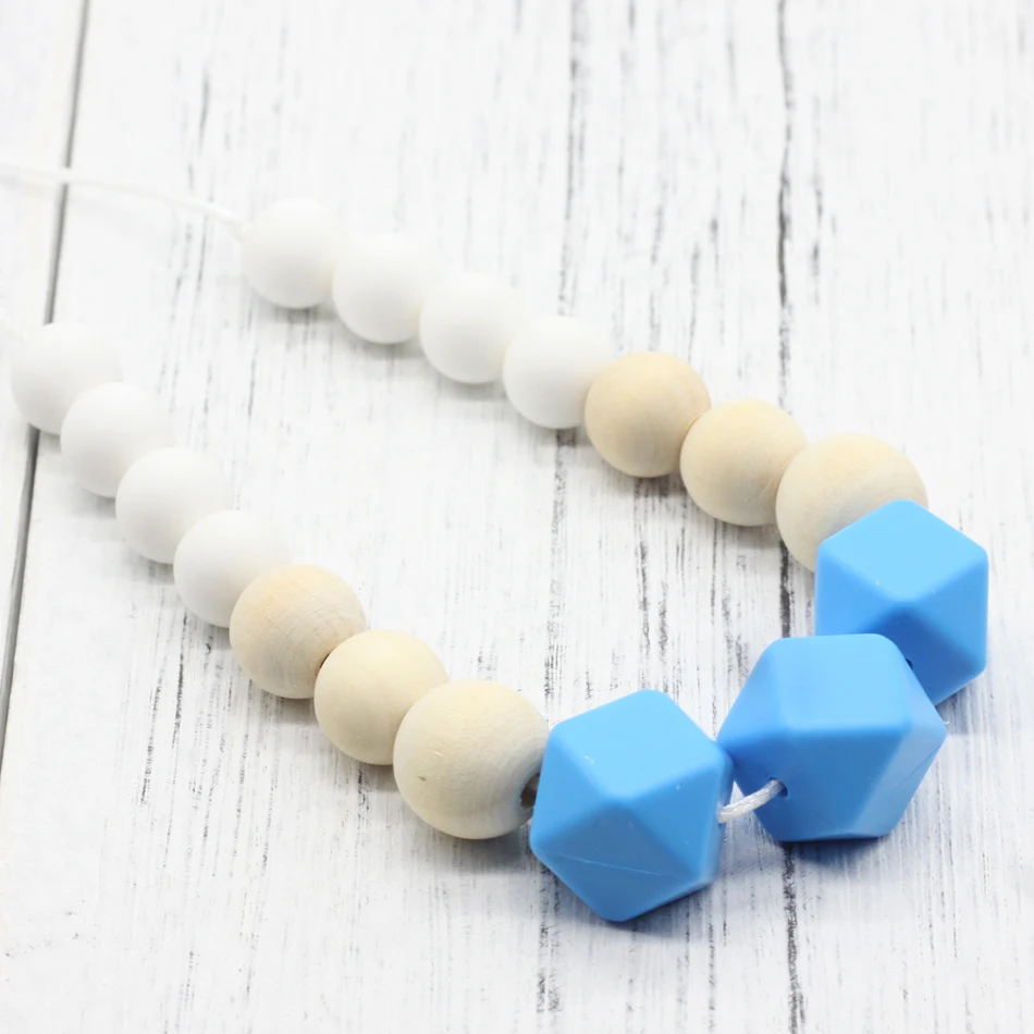 Baby Silicone Teether Necklace 1PC Collar Baby Silicone Bpa Free Silicone Beads Baby Sensory Toys Charm Pacifier