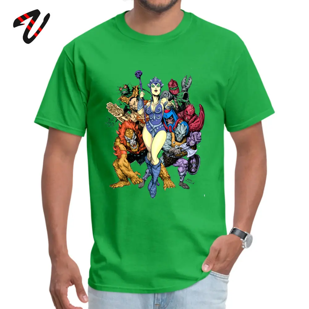 The bad guys of Eternia 100% Cotton Fabric Tees for Men Customized T-Shirt Comics Wholesale Round Neck T-shirts Short Sleeve The bad guys of Eternia19312 green