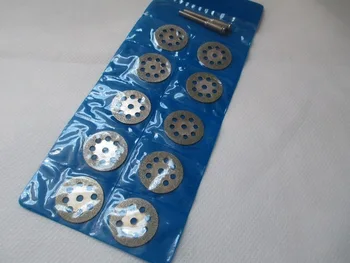 

New Hot Sale 10Pcs 22mm Mini Sharp Diamond Cut Off Rotary Tool Cutting Disc Disks DIY Tools Accessories For Dremel with 2Pcs rod