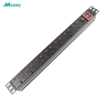 

PDU Power Strip Surge Protector Cabinet Socket 1U 7 way British Switch Overload Lightning Leakage Protection 2m Extension Cord