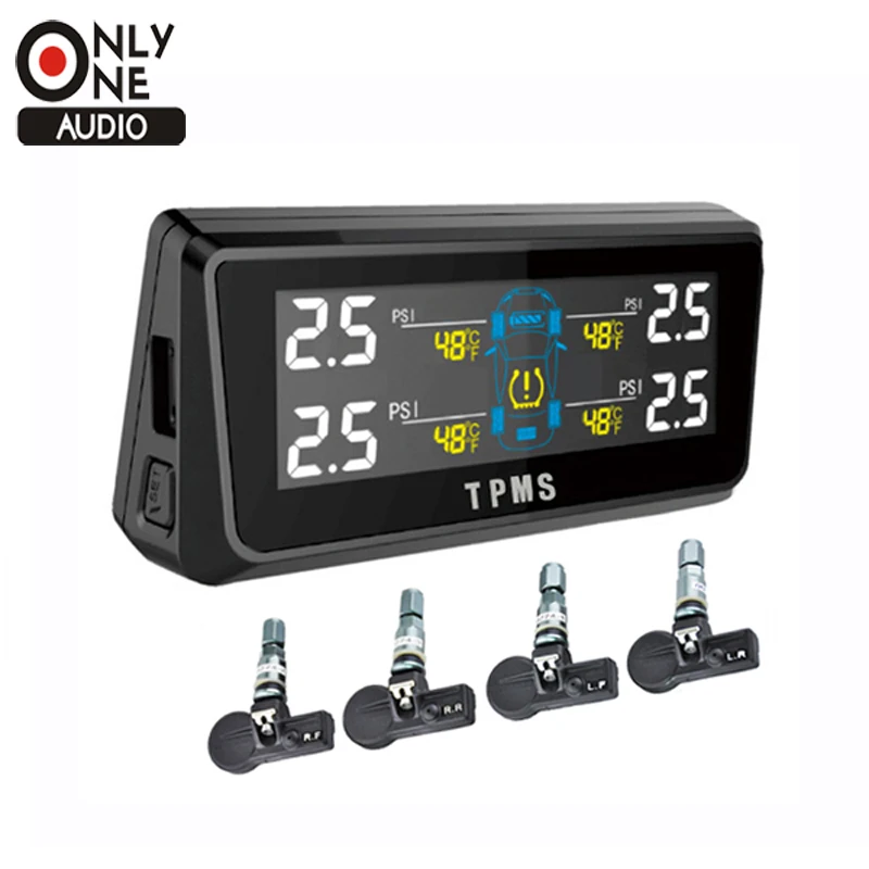 

ONLY ONE AUDIO Solar charger Car tpms with Internal Sensor tyre Pressure Monitoring Display with LCD Screen Portable tpms system