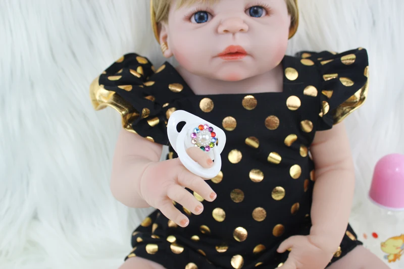 2" Полный силиконовый корпус Reborn Girl Baby Doll Игрушки 55 см Новорожденные принцесса младенцы кукла светлые волосы подарок на день рождения Дети Brinquedos