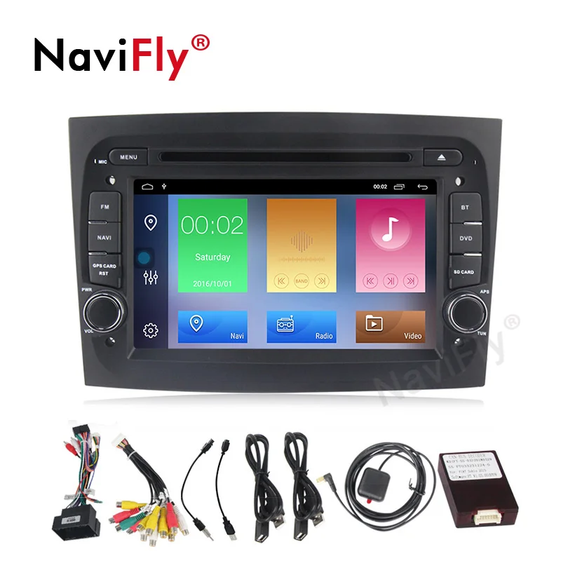 

NaviFly Din 2G+32G Android 9.1 Car DVD Radio player for Fiat Doblo 2016 2017 GPS Navigation 7708IC TDA7851 WIFI Bluetooth