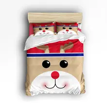 4 Piece Bed Sheets Set, Christmas Theme Cute Cartoon Reindeer, 1 Flat Sheet 1 Duvet Cover and 2 Pillow Cases