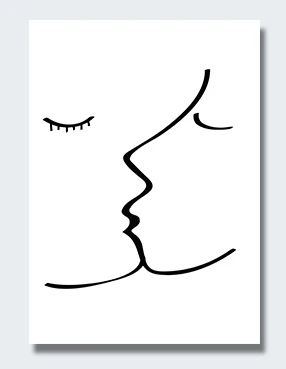 Nordic One Line Drawing Face Kiss Sketches Posters And Prints Love Letter Poster Wall Art Canvas Painting Art Print Pictures Painting Calligraphy Aliexpress
