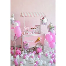 Sweet princess Birthday party baby pink balloons Photography Backdrops in background for photo studio newborn photography props pastel pink color princess baby girl photo shoot background printed flowers newborn photography props kids portrait backdrops