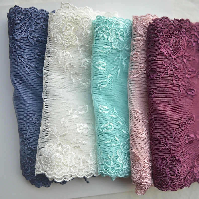 

Hot sale Double mesh embroidered lace Lace accessories Width about 18cm G535