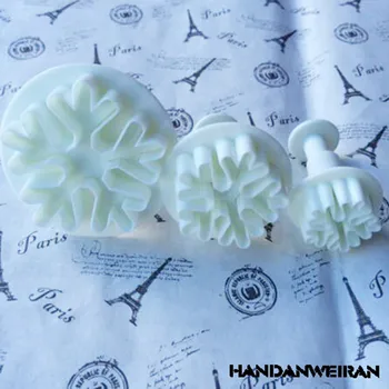 

3 piece/sets snowflake spring mold flip sugar cake tool biscuit embossed print mold DIY baking tool Kitchen accessories