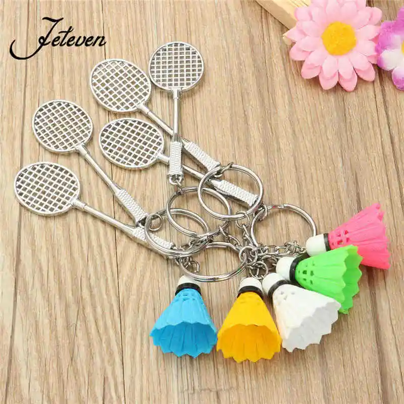 

Chic Mini Badminton Racket Balls Sports Keyring Pendant 3D Keyfob Keychain Holder Ring Car Bag Pendant Charm keyring DIY Jewelry