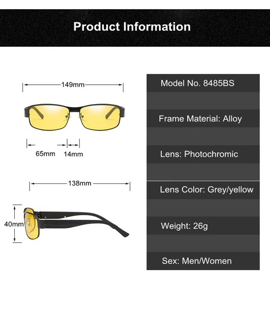 Night Vision Driving Sun Glasses for Women Men Polarized Photochromic Sunglasses Rectangle Polarized Sunglasses 3