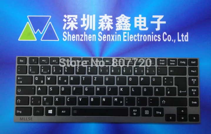Немецкая клавиатура с серой рамкой черными клавишами для Toshiba U900 U920T U940 U840 U800 U800W