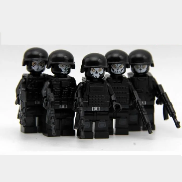 

5pcs/set Military Gun Weapons City Police Parts Playmobil Mini Figures Building Block Brick Original Toys For Children