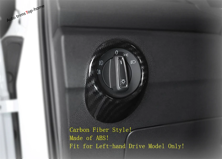

Yimaautotrims Interior For Volkswagen T-Roc T Roc 2018 2019 ABS Head Lights Lamps Switch Button Ring Cover Trim 1 Pcs / 2 Colors