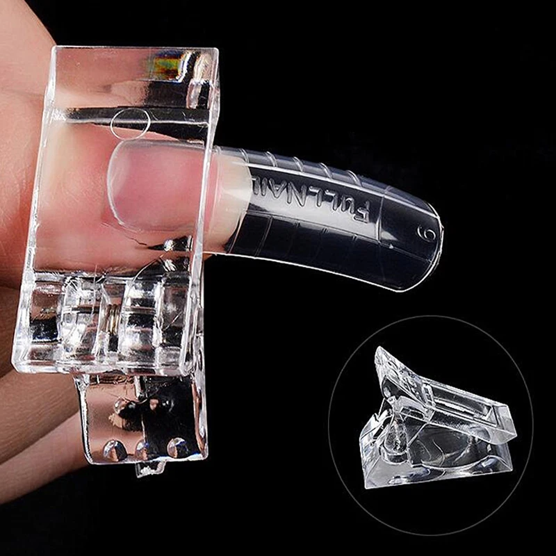 Shellhard 10pcs Reusable Nail Tips  Clear Plastic Clip Finger Poly Gel Quick Building Nail Art Extension Tool