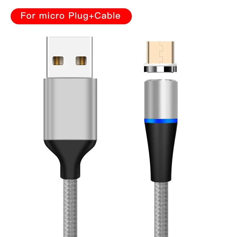 Магнитный USB кабель для Micro USB и type C супер зарядное устройство для huawei 3A Быстрая зарядка магнит зарядное устройство Micro USB usb c шнур для Xiaomi - Цвет: Silver For Micro