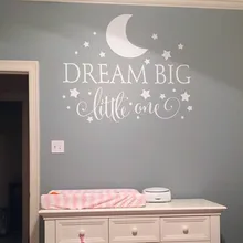 Dream Big Little One Наклейка-цитата на стену, стикер на стену детской спальни художественный декор, Детская Настенная Наклейка настенные наклейки со звездами 2632