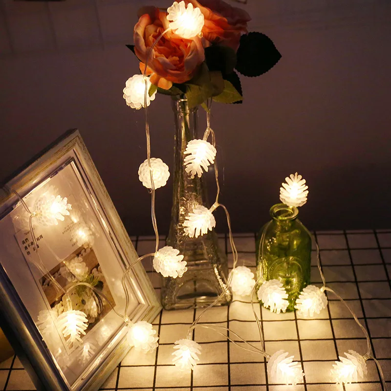 

1M/3M Garland Xmas LED Pine Nuts String Light AA Battery Operated 10 20 LED Fairy Lights for Christmas Tree Wedding Party Decor