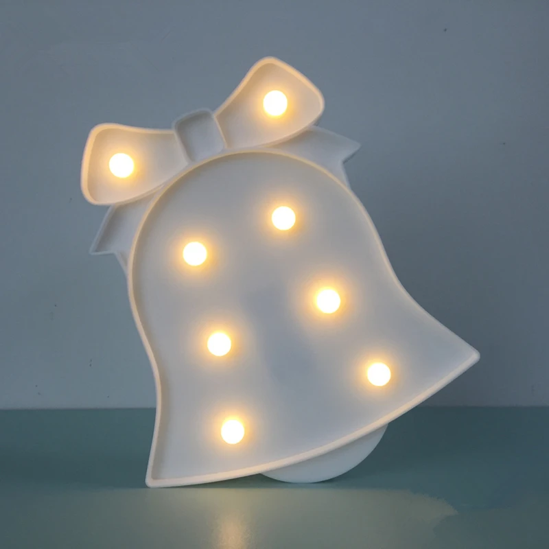 Free Shipping Holiday Light 3D LED Bells Night Light AA Battery LED