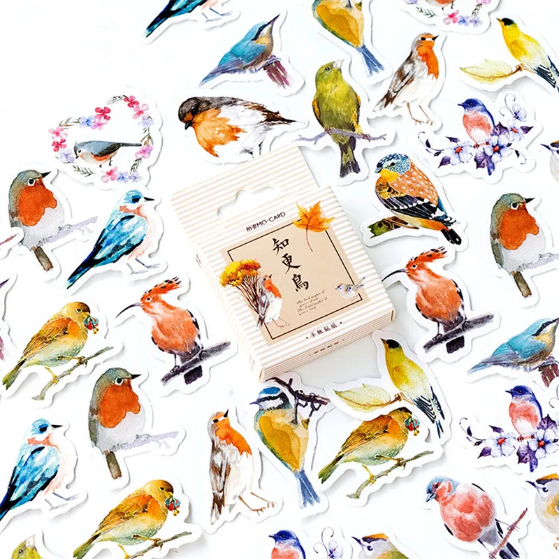 

46 Pcs/box Cute bird Sticker Kawaii Planner Scrapbooking Sticky Stationery Escolar School Supplies