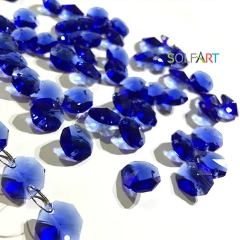 

SOLFART 50 pcs 14m Chandelier octagon beads hanging blue Crystal bead door/window 2 holes decoration wedding accessories