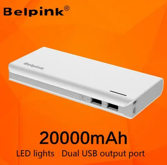 100% Original Belpink 20000mAh Power Bank Portable Led Lighting External Battery Charger Powerbank For iPhone Xiaomi Huawei