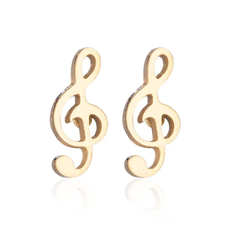 Acxico Stainless Steel Women Fashion Music Note Stud Earrings 