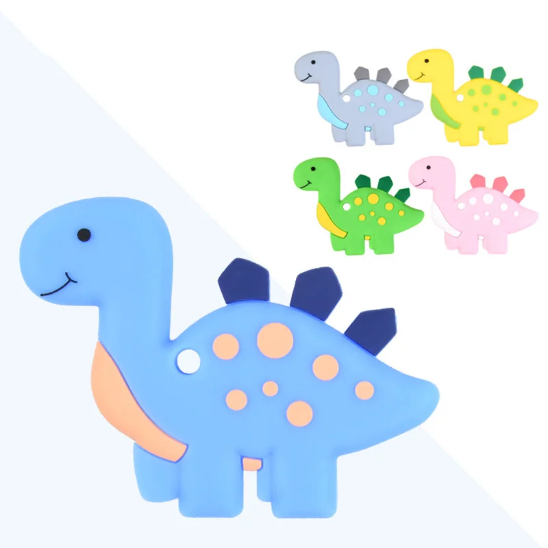

Baby Teething Toy Food Grade Soft Silicone Cartoon Dinosaur Shape Teether Infants Toddlers Use FJ88