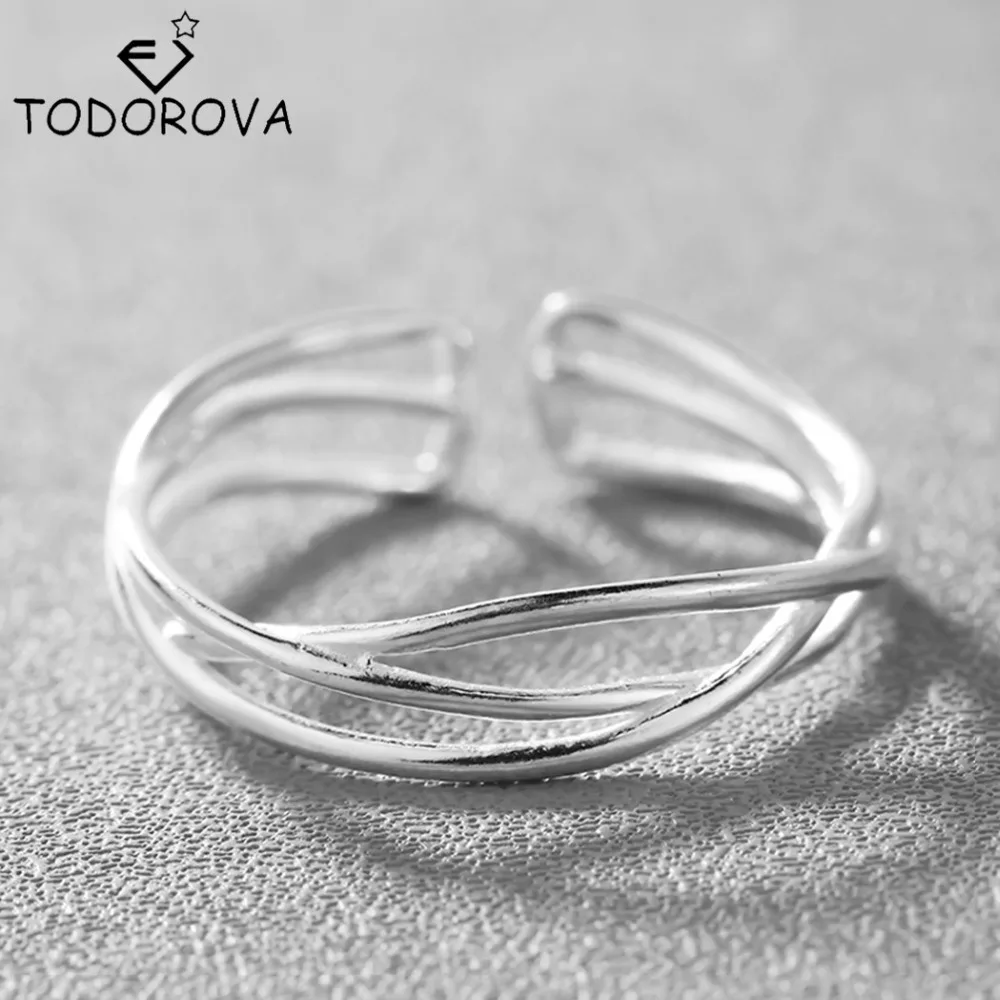 

Todorova Authentic 925 Sterling Silver Ring Couple Wedding Luxury Jewelry Braided Pave Ring Retro Cross Ring Infinity Tail Ring