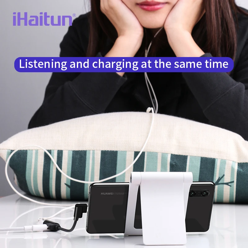 IHaitun 2 в 1 быстрая зарядка переходник usb type c для наушников на 3.5 mm jac адаптер samsung S9