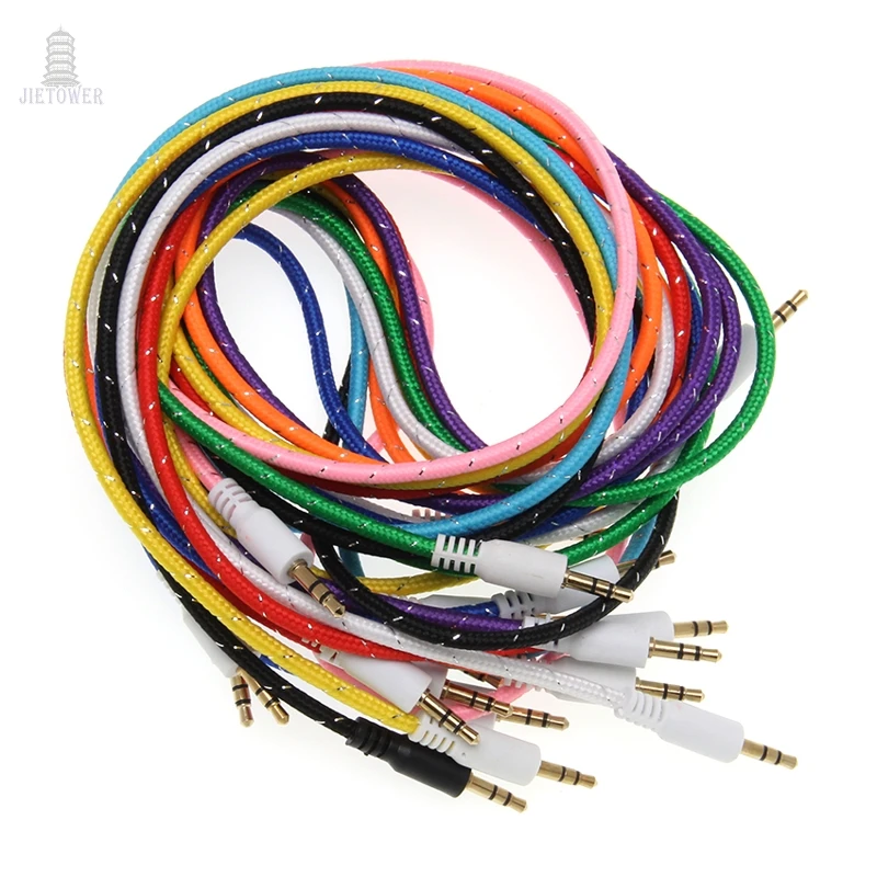 300pcs 3 5mm Jack Audio Cable Male to Male Cloth Weave braid Audio Aux Cable For iPhone Car Headphone for Beat Speaker cheapest