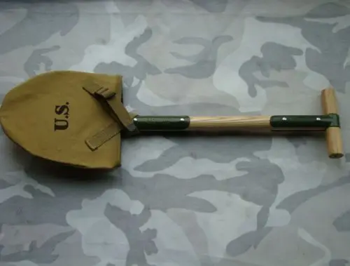 

WW2 US STYLE M1910 T-HANDLE SHOVEL SPADE WITH CANVAS COVER POUCH