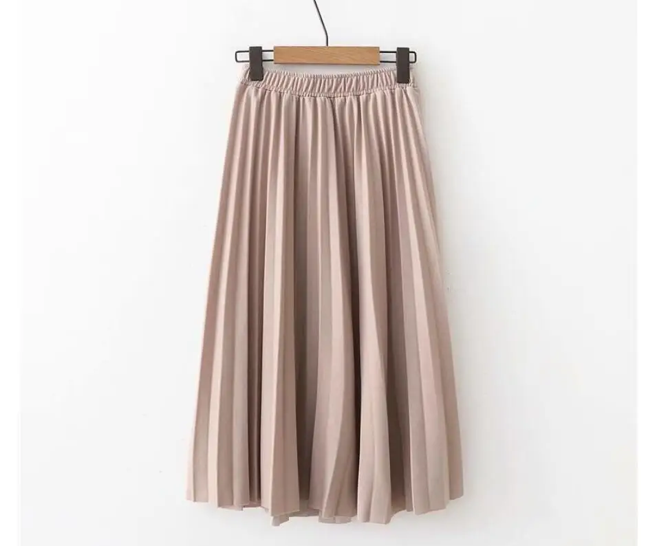 2019 printemps été femmes taille haute jupe couleur unie jupe plissée femmes casual Midi jupes 5 2019 printemps été femmes taille haute jupe couleur unie jupe plissée femmes casual Midi jupes 5