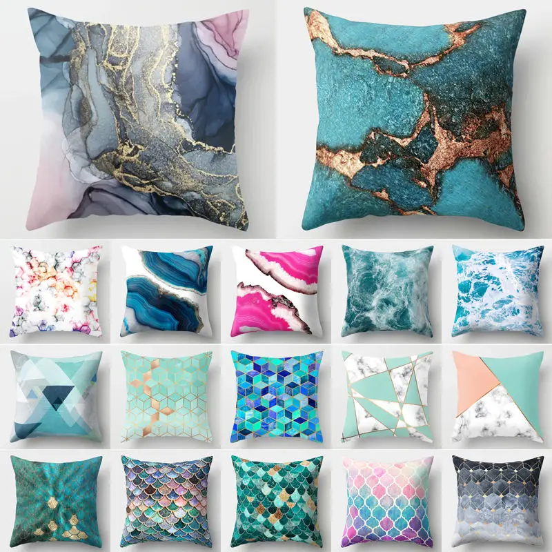 

Ocean Marble Geometric Sofa Decorative Cushion Cover Pillow Pillowcase Polyester 45*45 Throw Pillow Home Decor Pillowcover 40507