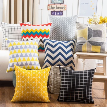 

Nordic Simple Striped Cotton Linen Yellow Black Cushion Cover Decorative Pillowcase Home Decor Sofa Throw Pillow Cover 45x45cm