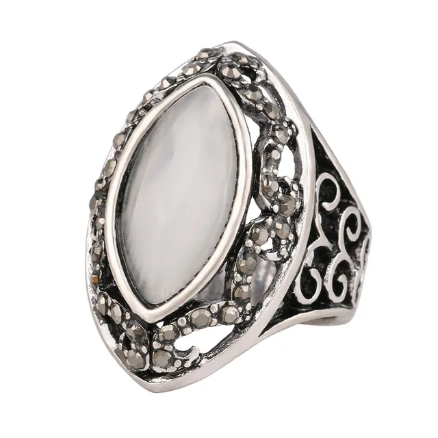 Hollow Cat’s Eye Stone Oval Opals Engagement Ring Gold Color Czech Rhinestones Band Rings For Women Wedding Matching Ring