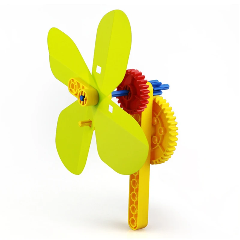 Big particles insert hand crank fan building blocks toys Gears Building
